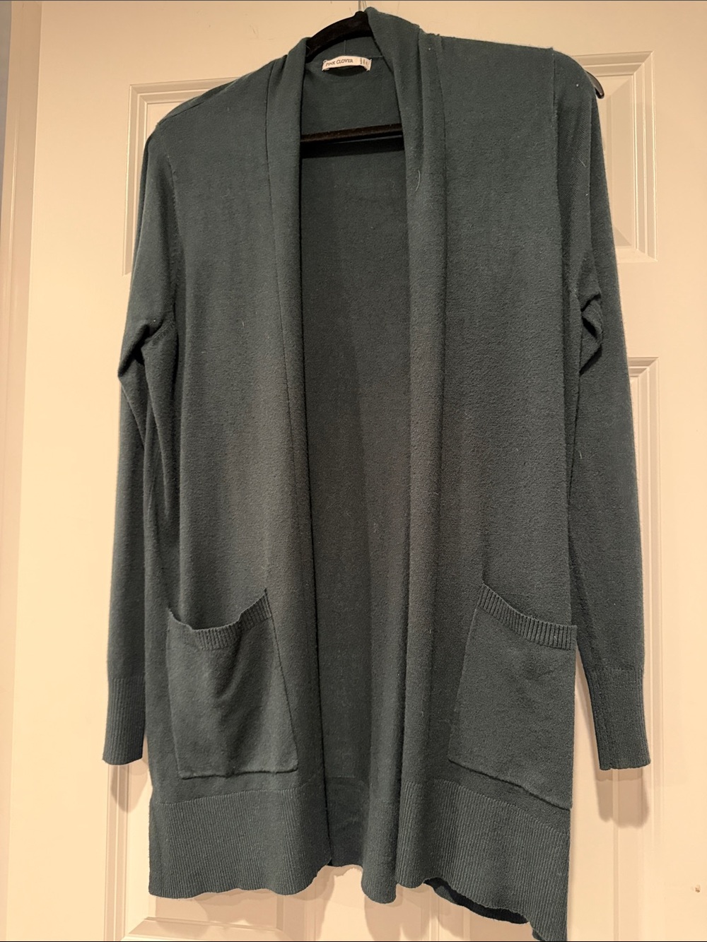 Open-Front Longline Women's Cardigan Sweater - Dark Green